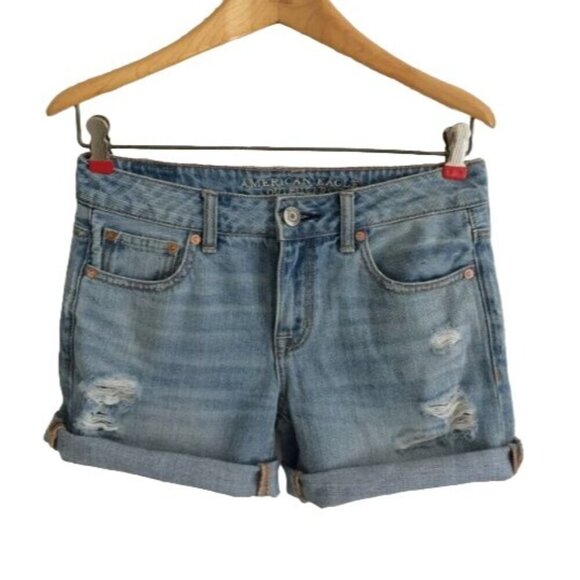 EUC American Eagle Women's‎ AE Denim Midi Jean Shorts Boyfriend Relaxed Fit SZ 6 - Picture 1 of 8